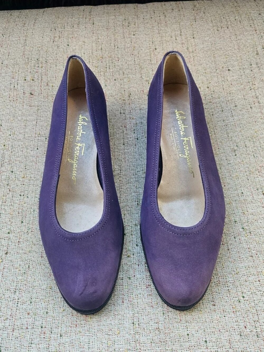 Salvatore Ferragamo Women Shoes Purple Suede Upper Size 6C Made in Italy